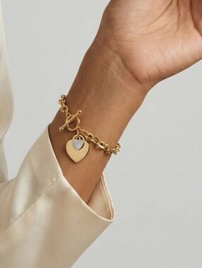 "Hearts" Bracelet, 18K Gold Plated Steel